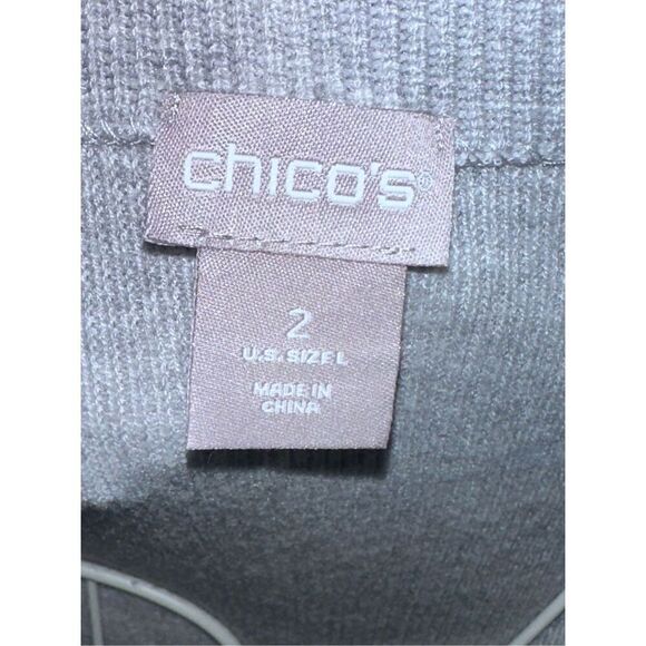 STUNNING CHICO'S Woman's Sweater W/ Tie At Bottom Gray Crew Neck Retail $109 Si - Picture 9 of 11